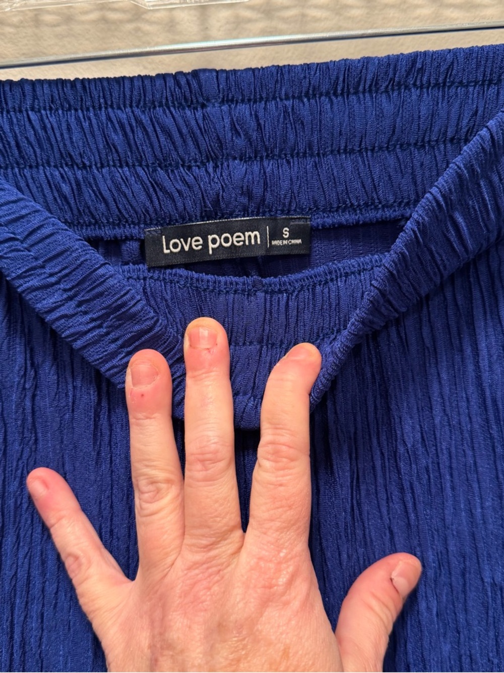 NWT Love Poem Small Blue Ink Colored Crinkle 2-Piece Top & Bottom Set Cropped - Picture 5 of 13
